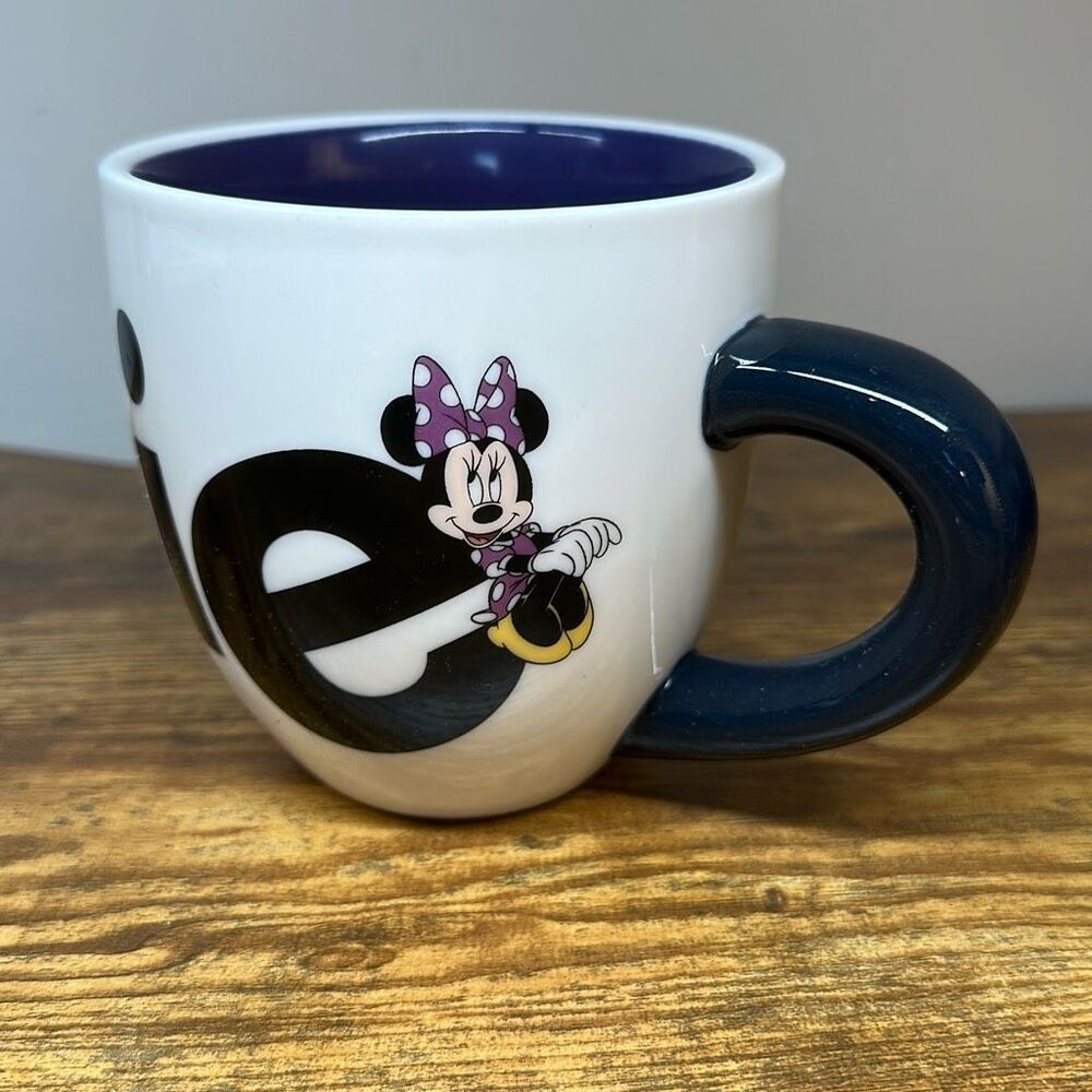 Disney Minnie Mouse Collectors White Purple Coffee Mug‎ Tea Cup Mickey Mouse